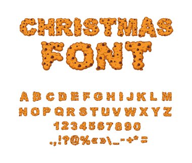 Noel yazı tipi. Alfabe çerez. Gingerbread tipografi. ABC coo
