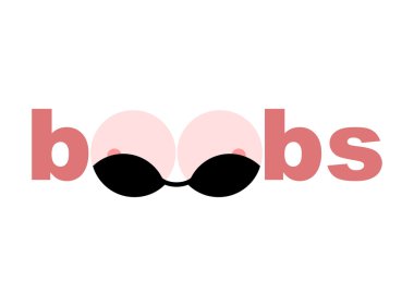 Göğüsler amblemi. göğüsleri işareti. Hooters tipografi. Göğüs yazı
