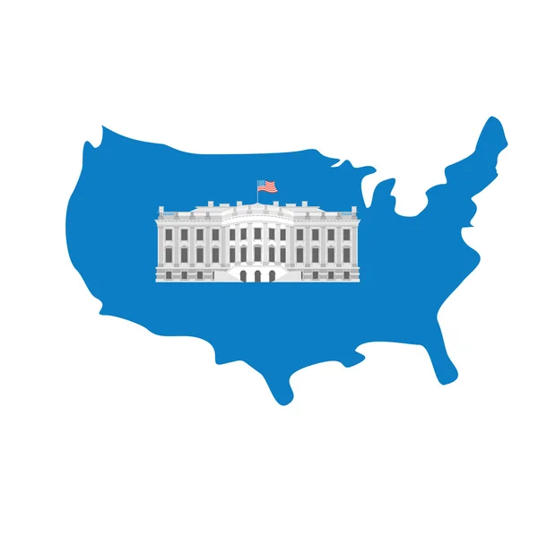 White House on map of America. Residence of President USA. US go — Stock vektor