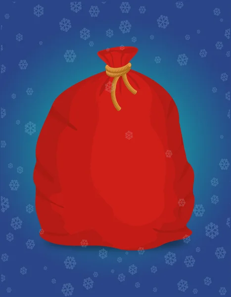 Red sack Santa Claus. Large holiday bag for gifts. Big bagful fo — Stock vektor