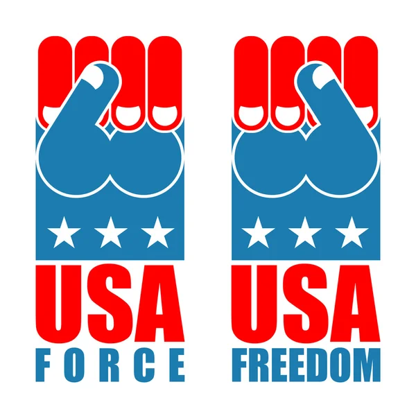 USA force hand. American freedom fist. US national symbol. Unite — Stock Vector