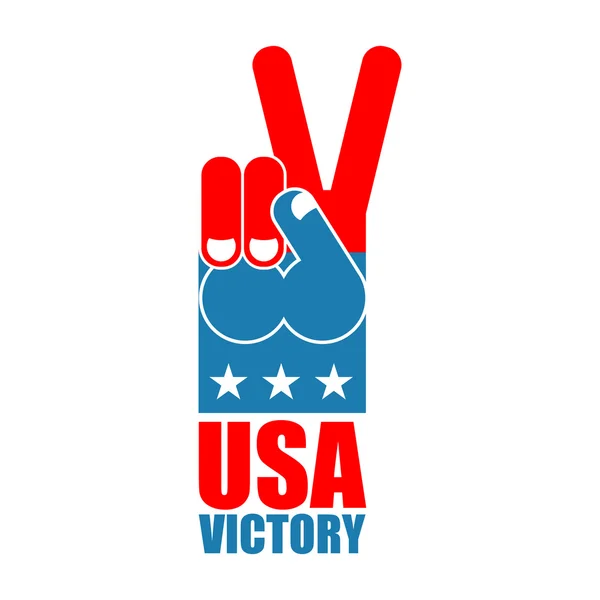 Finger victory USA. America win hand. Symbol of USA Patriot. Ame — Stock Vector