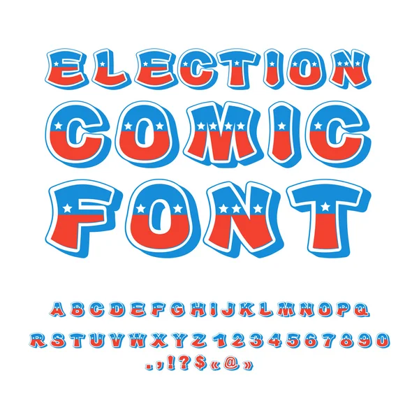 Election comic font. Political debate in America alphabet. USA N — Stock Vector