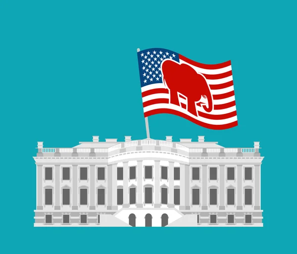 Republicans win White House. Flag red elephant. Political presid — Stock vektor