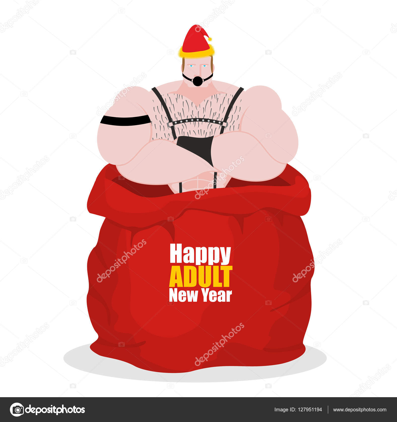 1600px x 1700px - Adult New Year. BDSM slave in red sack of Santa Claus. Adult gif Stock  Vector by Â©popaukropa #127951194