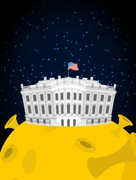 Casa Branca na Lua. Presidente dos EUA Residência no espaço. Americano N — Vetor de Stock
