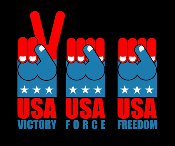 USA Patriot hand set. American force fist. US national symbol. U — Stock Vector