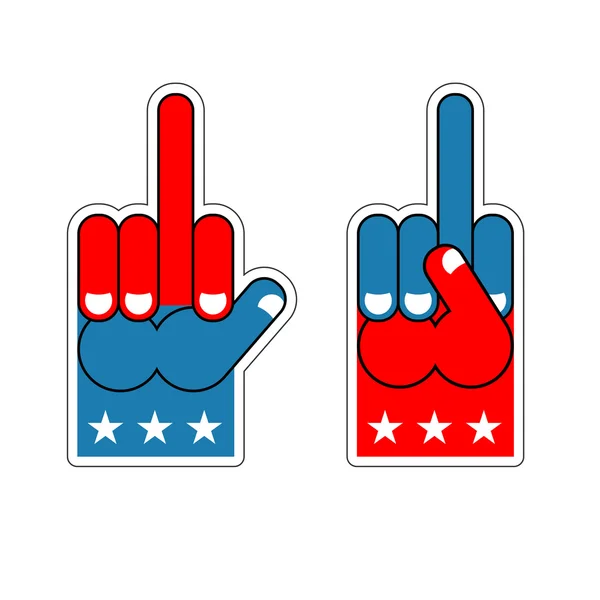 Schiuma dito cazzo. USA segno patriottico. Simbolo di aggressività e un — Vettoriale Stock