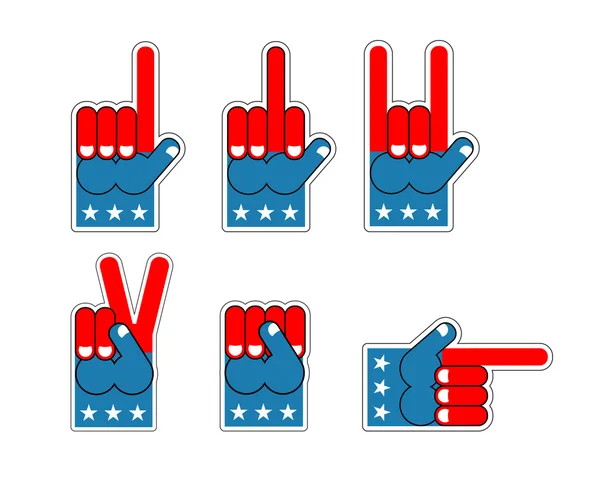 Schiuma Finger USA patriota. Simbolo sportivo americano. Espressione di e — Vettoriale Stock