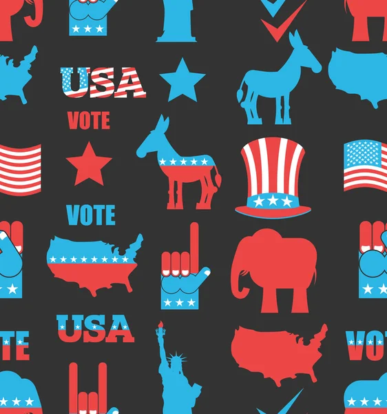 American Elections seamless pattern. Republican elephant and Dem — Διανυσματικό Αρχείο