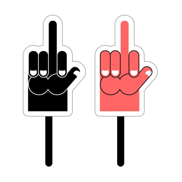 Foam finger fuck. Symbol of aggression and anger. Hand shows bul — Stock vektor