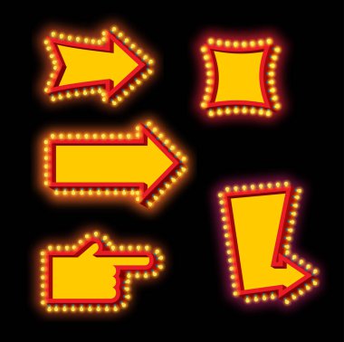 Blub ile parlayan ok ayarlayın. Aydınlık işaretçi. Retro imleç ile