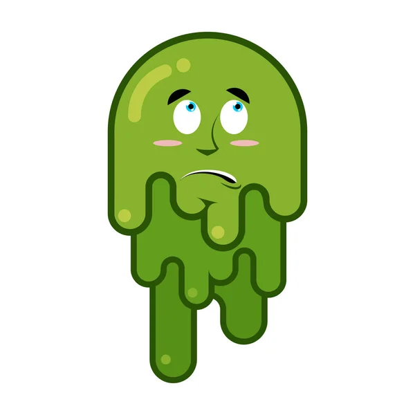 Surprised booger. Discouraged emotion snot. Big green wad of muc — Stock Vector