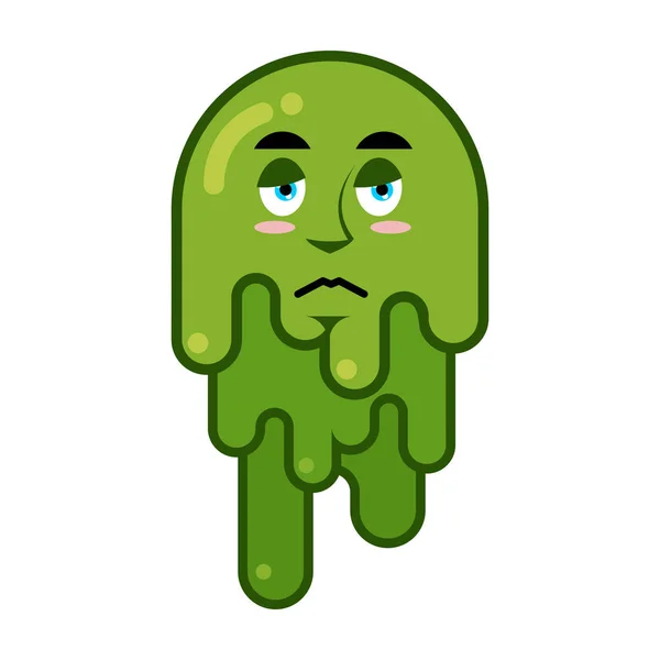 Szomorú takony. Szomorú érzés snivel. Nagy zöld köteg booger nyálka — Stock Vector