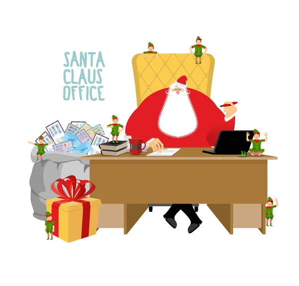Santa Claus office. Letters from children. Big bag of mail envel — Stock Vector