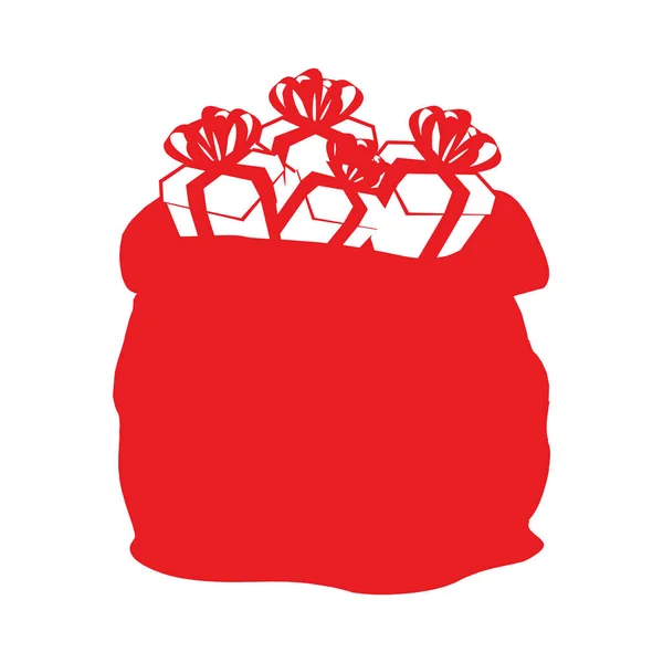 Borsa icona di Babbo Natale. Grande sacco con regali in stile piatto. Firma per C — Vettoriale Stock