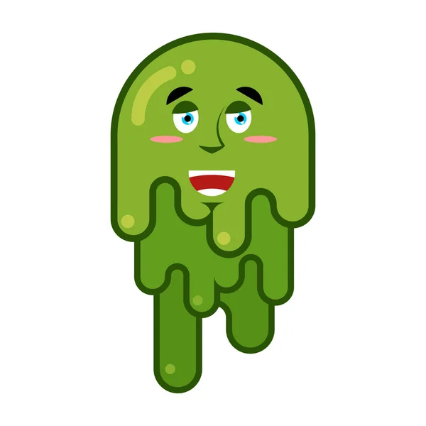 Joyful booger. Smile emotion snot. Big green wad of mucus snivel — Stock Vector