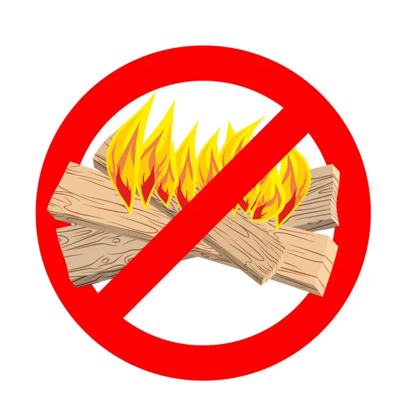 Schluss mit Lagerfeuer. Es ist verboten, Feuer zu machen. Emblem gegen Flammen — Stockvektor