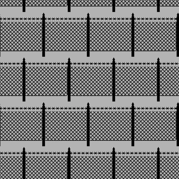 Clôtures motif sans couture. Clôture de limite avec fil barbelé. Nom usuel — Image vectorielle