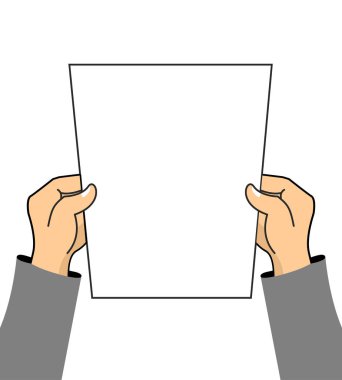 El ve temiz bir sayfayla. Kağıt beyaz boş tabak