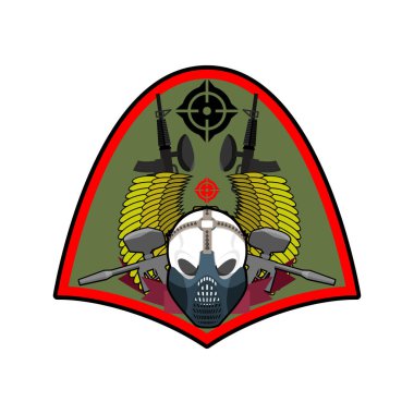 Askeri amblemi. Paintball logosunu görmeniz gerekir. Ordu işareti. Koruyucu kafatasında 