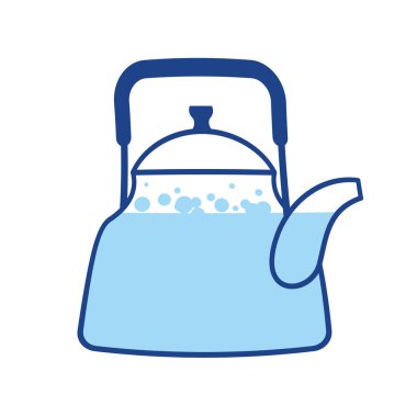 Su ısıtıcısı kaynar su. İzole çaydanlık. Mutfak eşyaları. Çanak çömlek