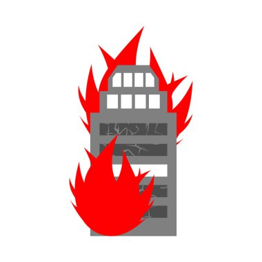 Kundakçılık ev. Binada yangın. Ofis windows alevlerden. F yanmak