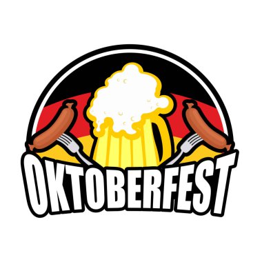 Oktoberfest sosisli ve bira logosunu görmeniz gerekir. Amblem Alman tatil için. Ge