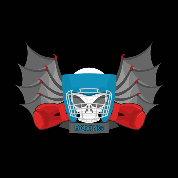 Logotipo de boxe. Um emblema desportivo. Luvas de crânio e boxe. Protecção — Vetor de Stock