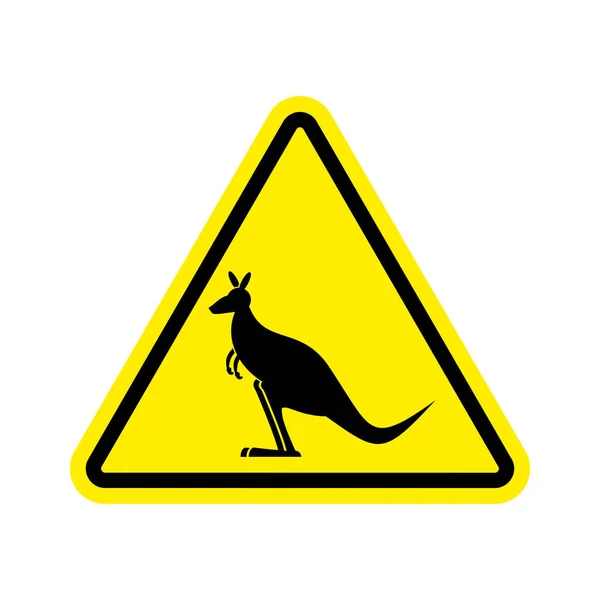 袋鼠的警告标志。小袋鼠的危险注意符号。危险 r — 图库矢量图片