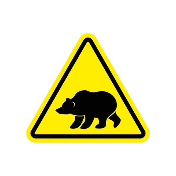 熊黄色的警告信号。捕食者的危险注意符号。宕 — 图库矢量图片