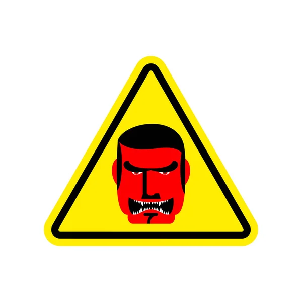 Rozzlobený šéf varování znamení žlutá. Zlo hlavu nebezpečí pozornost St — Stockový vektor