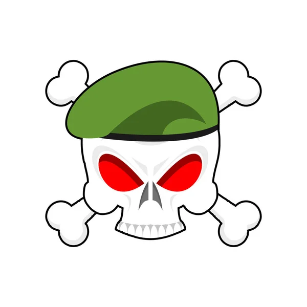 头骨的贝雷帽军事会徽。军帽和骷髅头。领地 — 图库矢量图片
