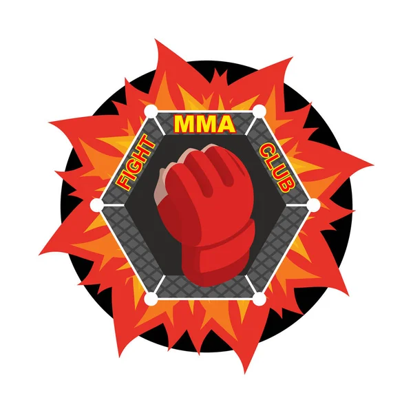 MMA-logotypen. Fighting handske. Emblem för idrottslag och club. Comba — Stock vektor