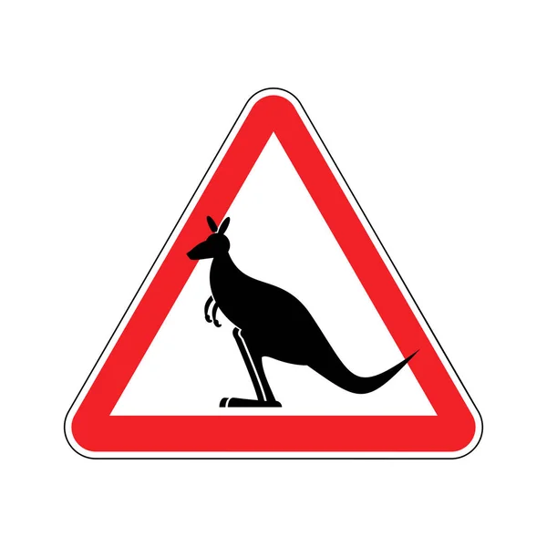 Tanda peringatan Kanguru. simbol perhatian Wallaby Hazard. Bahaya r - Stok Vektor