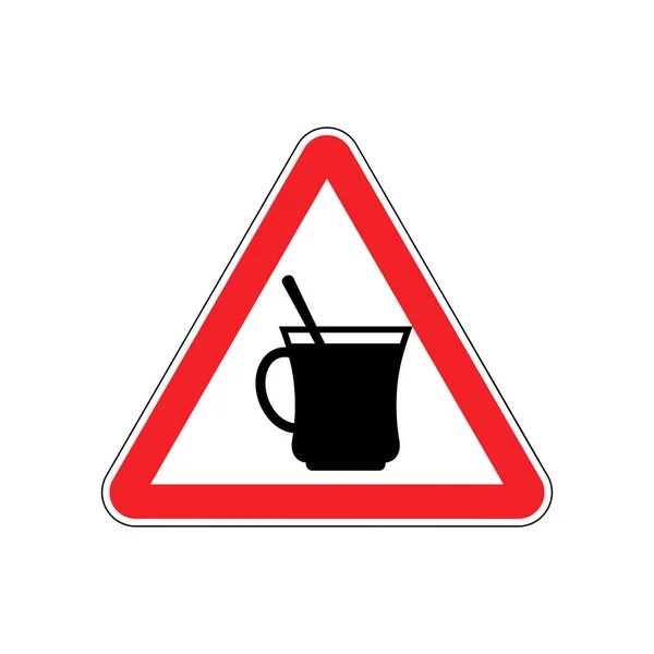 Señal de advertencia de café rojo. Beber té Símbolo de atención de peligro. D) — Vector de stock