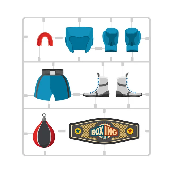 ボクシング セット プラモデル キットです。コレクションのチャンピオン。手袋と pr — ストックベクタ