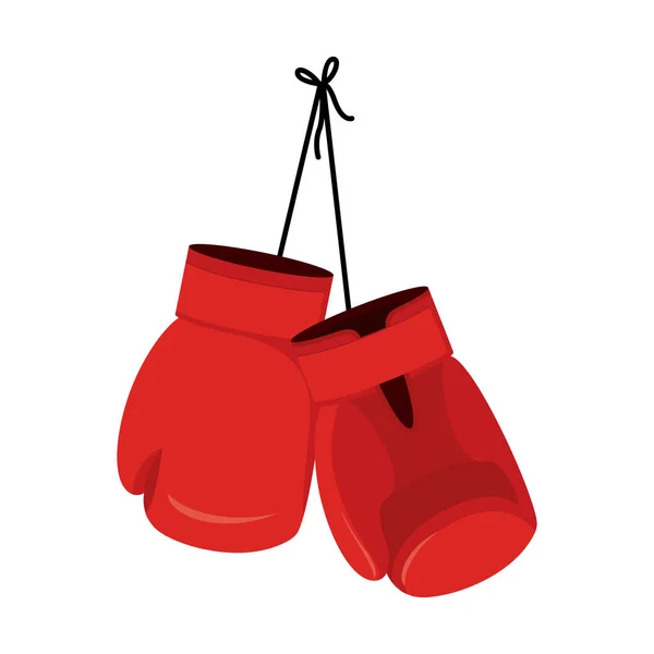 Hanging red boxing gloves. Accessory for boxer. sports equipment — Stock Vector