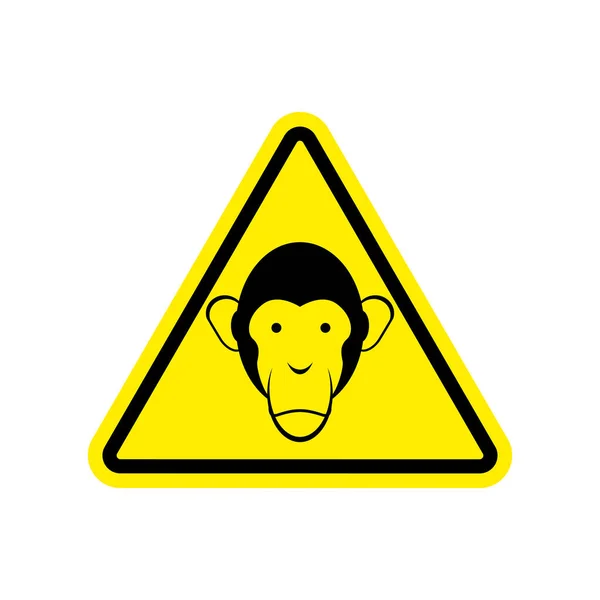 Affe Warnschild gelb. Vorrang des Gefahrenhinweises. — Stockvektor