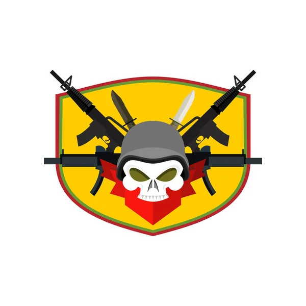 Logo de l'armée Crâne. Insigne de soldat. Emblème militaire. Ailes et trame — Image vectorielle