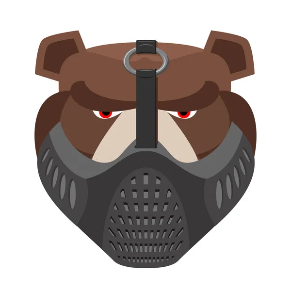Ursul furios în mască de protecţie. Capul agresiv Grizzly. Wild ani — Vector de stoc