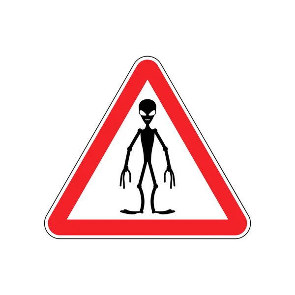 Upozornění UFO červená značka. Cizí pozornost symbol nebezpečnosti. Silnice nebezpečí — Stockový vektor