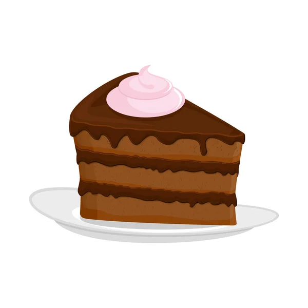 Pedaço de bolo no prato. tarte isolada. Sobremesa em backgroun branco — Vetor de Stock