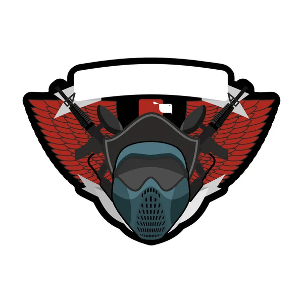 Logo de Paintball. Un emblema militar. Firma del ejército. Casco y armas . — Archivo Imágenes Vectoriales