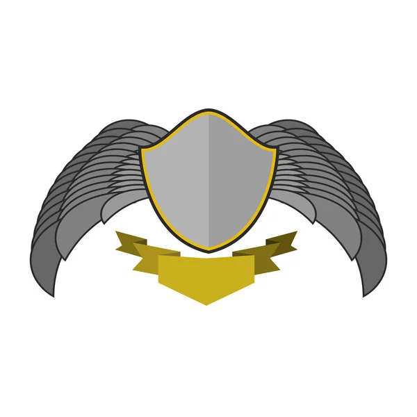 Scut și aripi logo-ul. Emblema heraldică. Șablon de strat antic — Vector de stoc