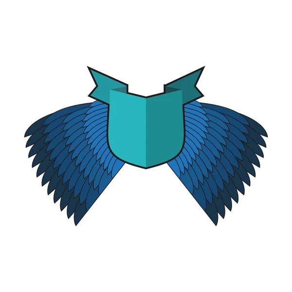 Логотип щита и крыльев. Геральдическая эмблема. Шаблон античного пальто — стоковый вектор