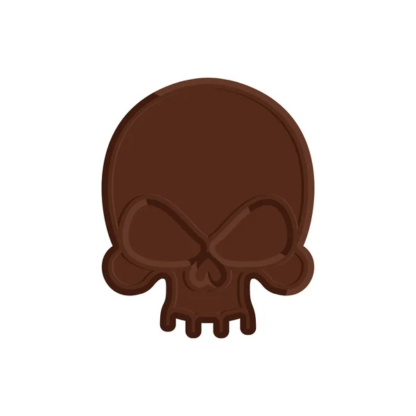 Calavera de chocolate. Dulce cabeza de esqueleto. Confección de miedo para Hallo — Vector de stock