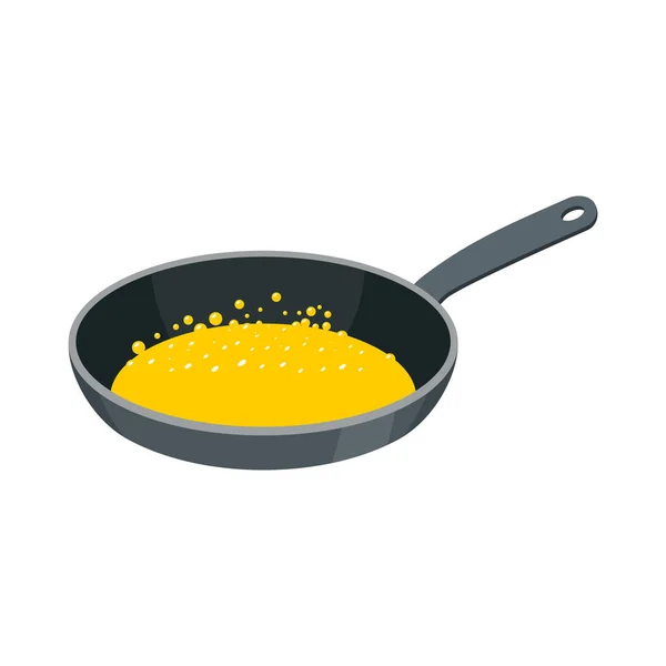 Frying pan with butter isolated. Kitchen utensils for cooking fo — Stock Vector