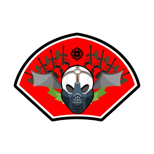 Vojenský znak. Paintball logo. Armádní znamení. Lebka v ochranném — Stockový vektor