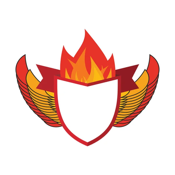 シールドと翼のロゴ。紋章。アンティーク コート テンプレート — ストックベクタ